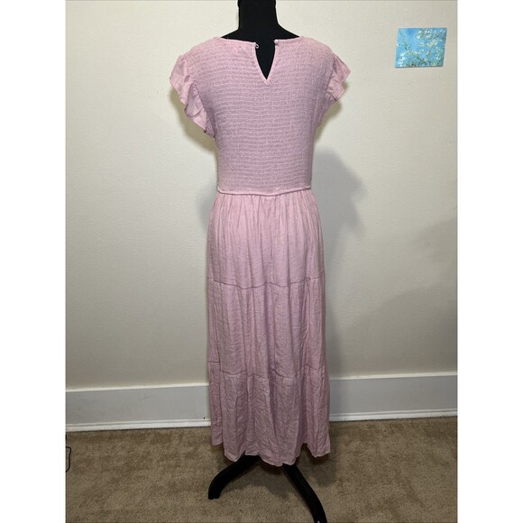 August Sky Women's Pink Tiered Ruffle Dress Size Large Soft Ballerinacore - Picture 3 of 6